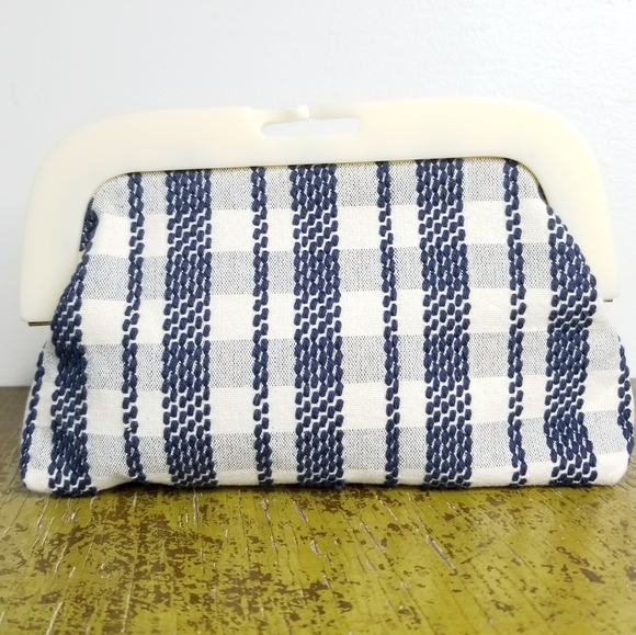 Anthropologie Pilcro Letterpress Clutch Navy - Picture 2 of 7